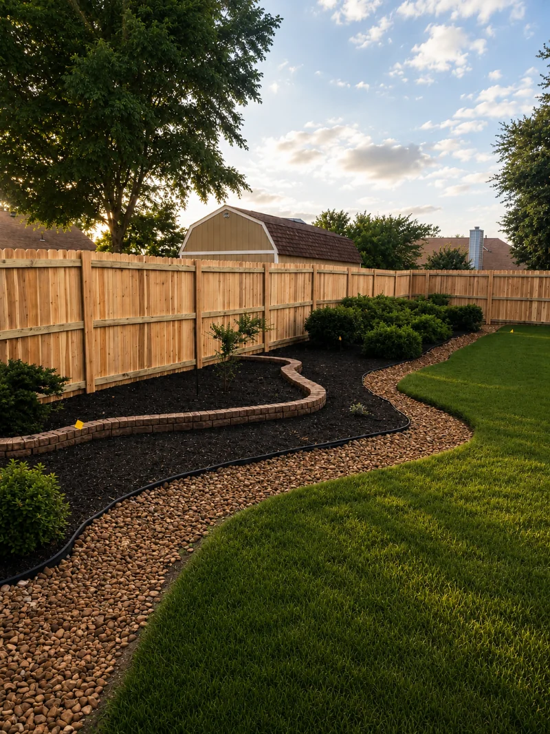 Cedar privacy fence along a residential backyard