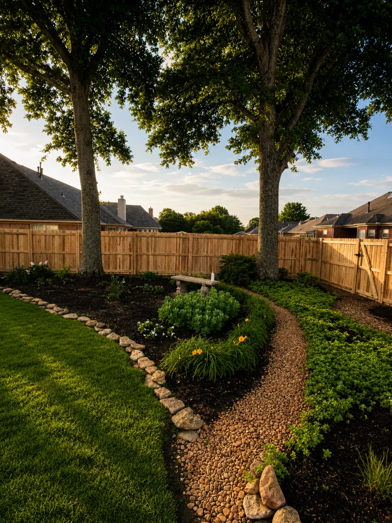 Cedar privacy fence along a residential backyard